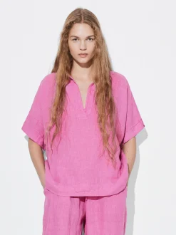 PARFOIS Kleider>100% Leinenhemd Rosa