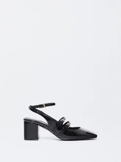 PARFOIS Raffinierter Modeschmuck|Kurze Ohrringe>Absatzschuhe Mit Offener Ferse In Lackoptik Schwarz