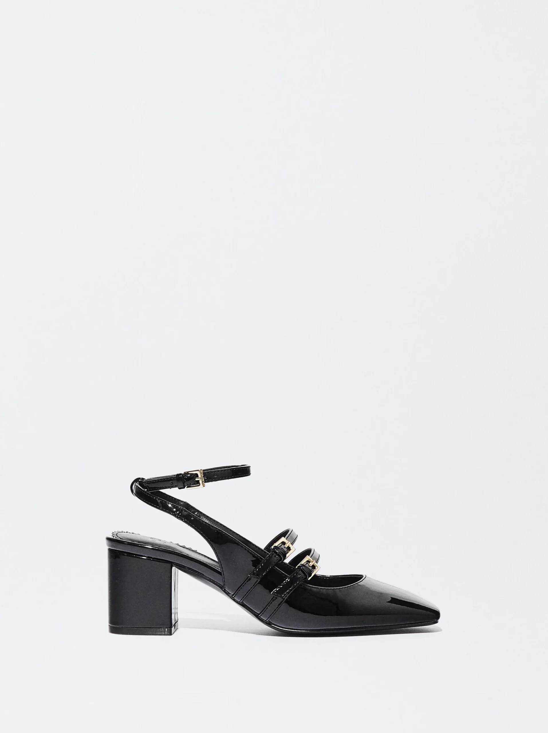 PARFOIS Raffinierter Modeschmuck|Kurze Ohrringe>Absatzschuhe Mit Offener Ferse In Lackoptik Schwarz