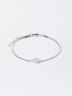 PARFOIS Ohrringe|Mittlere Ohrringe>Armband Aus Stahl Mit Kleeblatt Silber