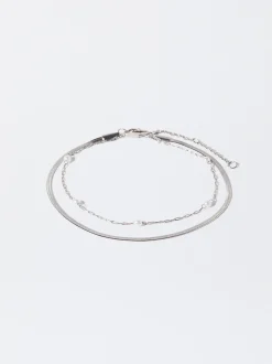 PARFOIS Ohrringe|Mittlere Ohrringe>Armband Aus Stahl Mit Perle Silber