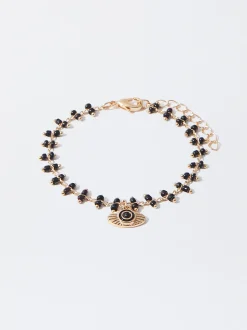 PARFOIS Set Ohrringen|Hoop-Ohrringe>Armband Mit Zierauge Schwarz