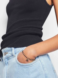 PARFOIS Set Ohrringen|Hoop-Ohrringe>Armband Mit Zierauge Schwarz