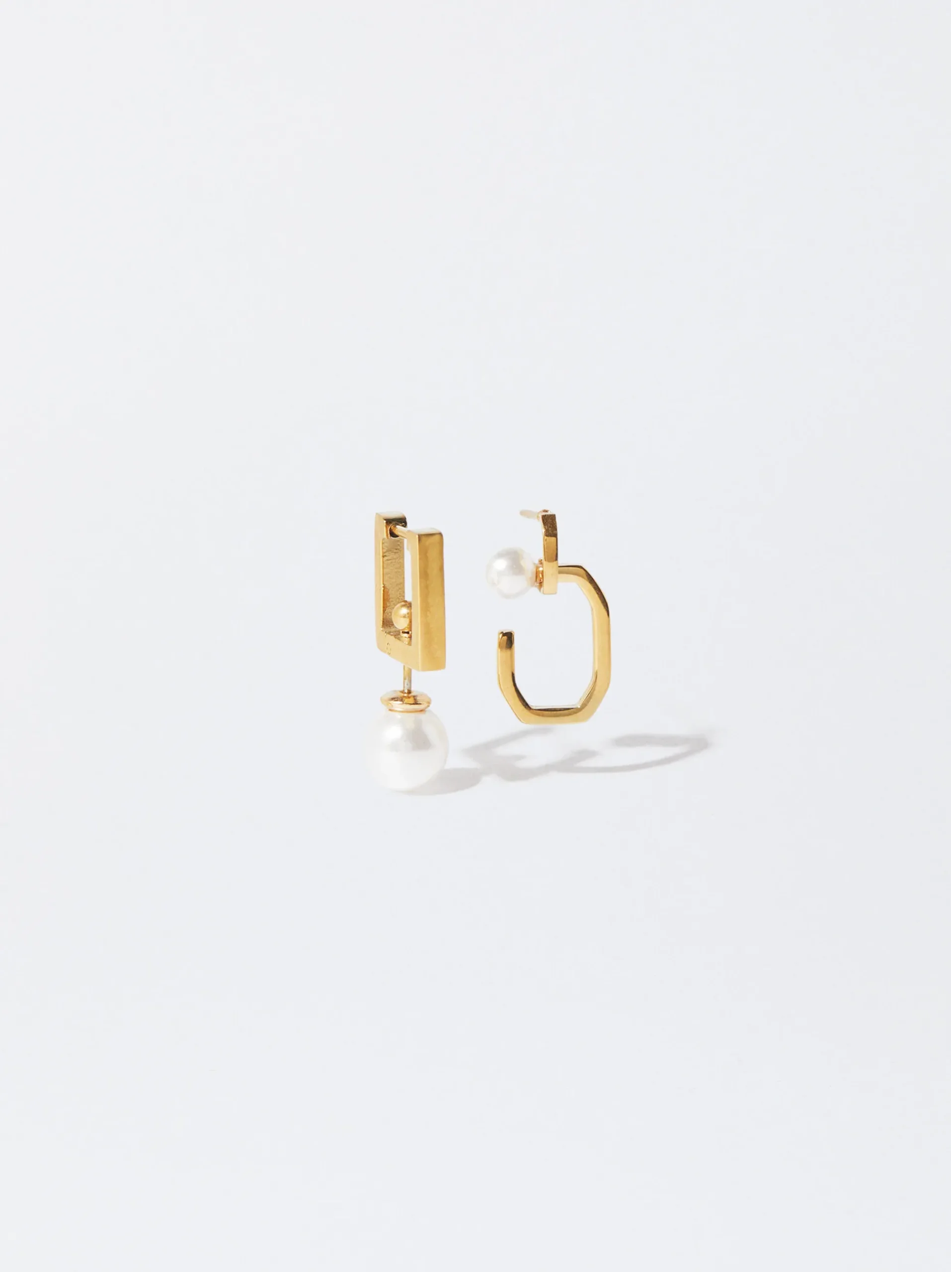 PARFOIS Basics|Kurze Ohrringe>Asymmetrische Stahlohrringe Golden