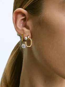 PARFOIS Basics|Kurze Ohrringe>Asymmetrische Stahlohrringe Golden