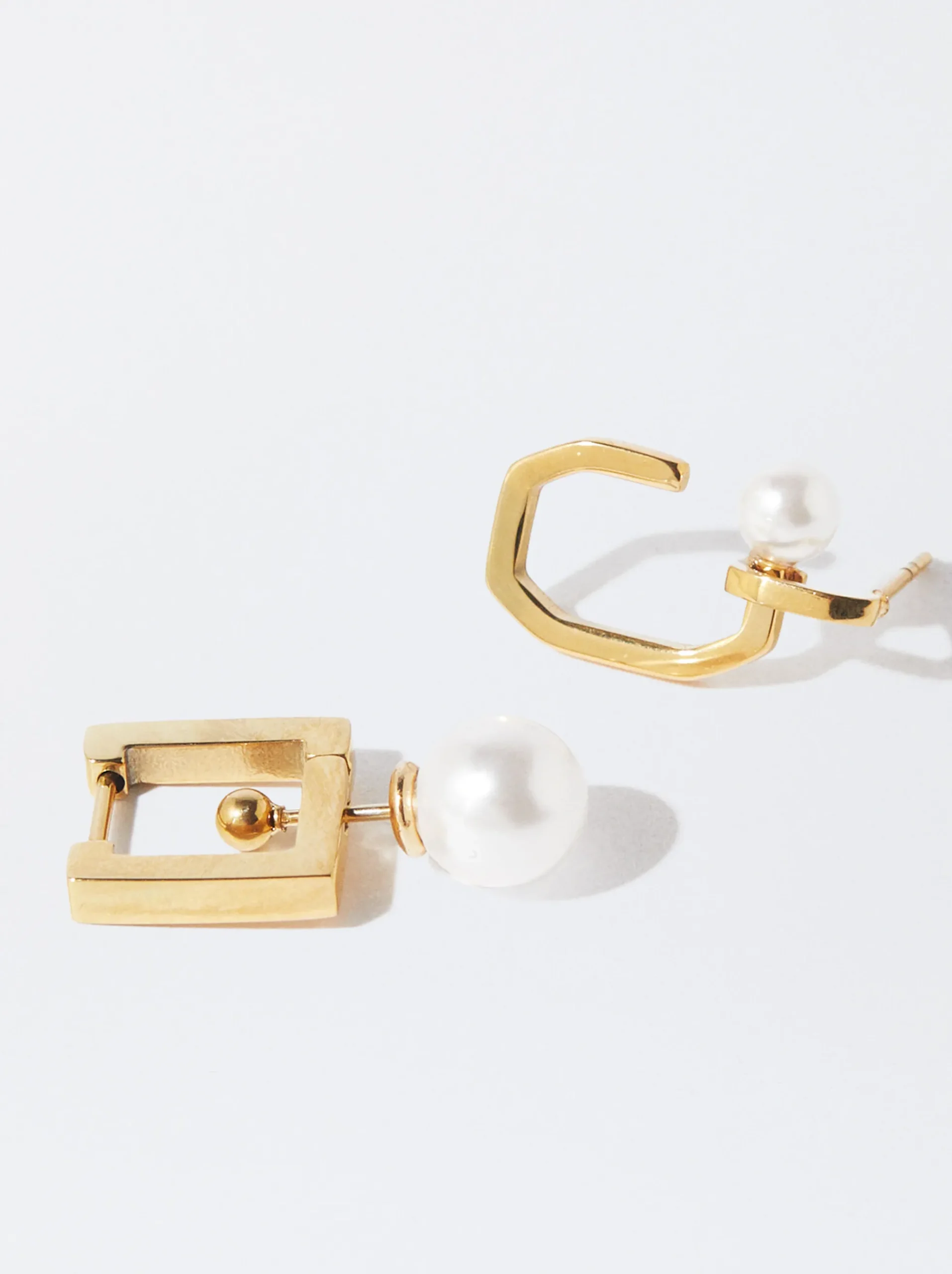 PARFOIS Basics|Kurze Ohrringe>Asymmetrische Stahlohrringe Golden