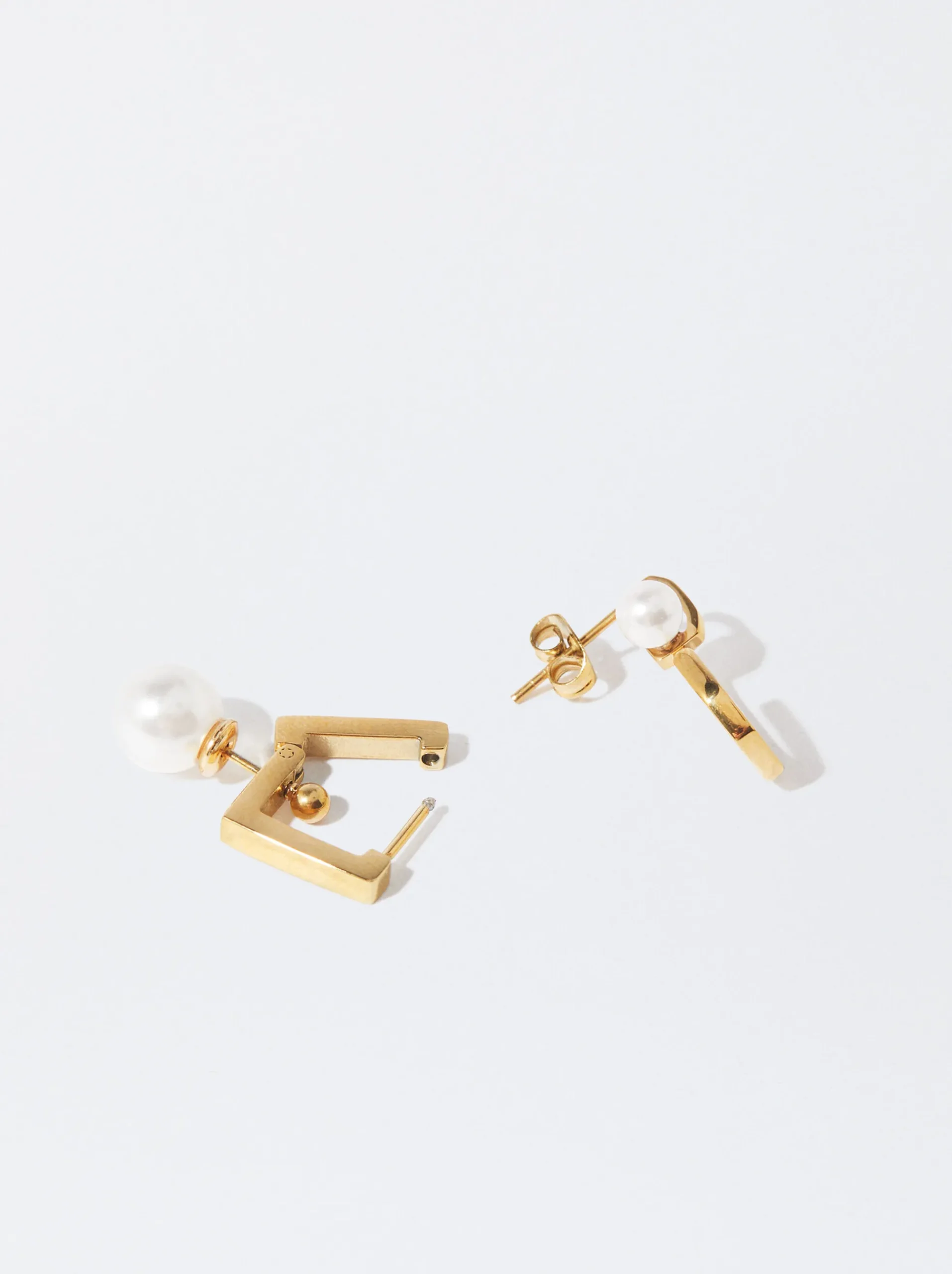 PARFOIS Basics|Kurze Ohrringe>Asymmetrische Stahlohrringe Golden