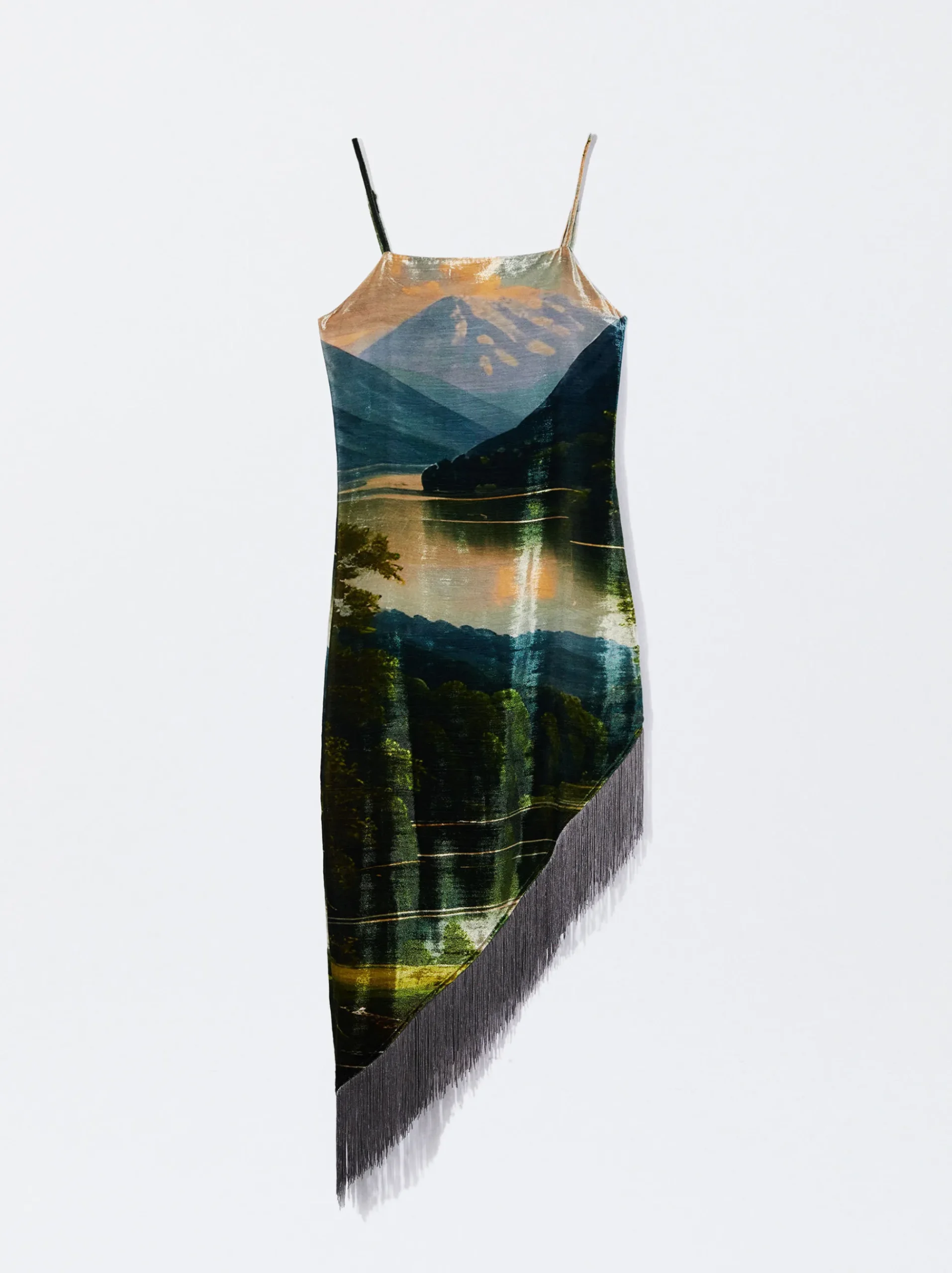 PARFOIS Schultertaschen>Asymmetrisches Samtkleid Mit Fransen Mehrfarbig