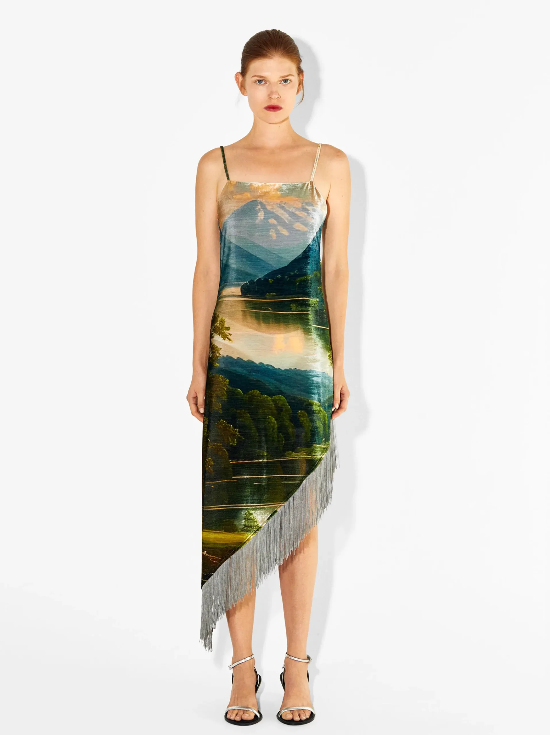 PARFOIS Schultertaschen>Asymmetrisches Samtkleid Mit Fransen Mehrfarbig