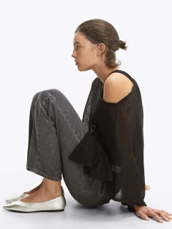 PARFOIS Raffinierter Modeschmuck|Kurze Ohrringe>Ballerinas Aus Metallic-Leder Golden