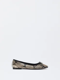PARFOIS Raffinierter Modeschmuck|Kurze Ohrringe>Ballerinas Mit Tierprint Mit Zierschleife Beige