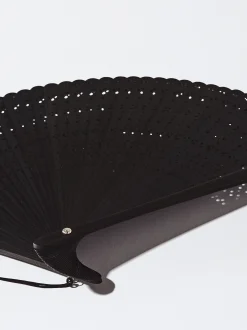 PARFOIS Fächer>Bambusf&auml;cher Mit Lochmuster Schwarz