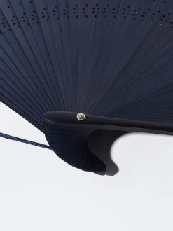 PARFOIS Fächer>Bambusf&auml;cher Mit Lochmuster Marineblau