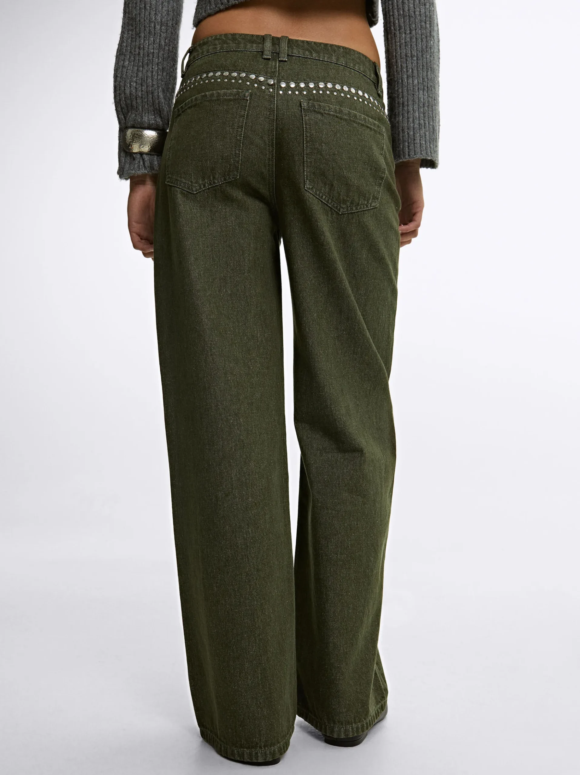 PARFOIS Schultertaschen>Baumwollhose Mit Nieten Khaki