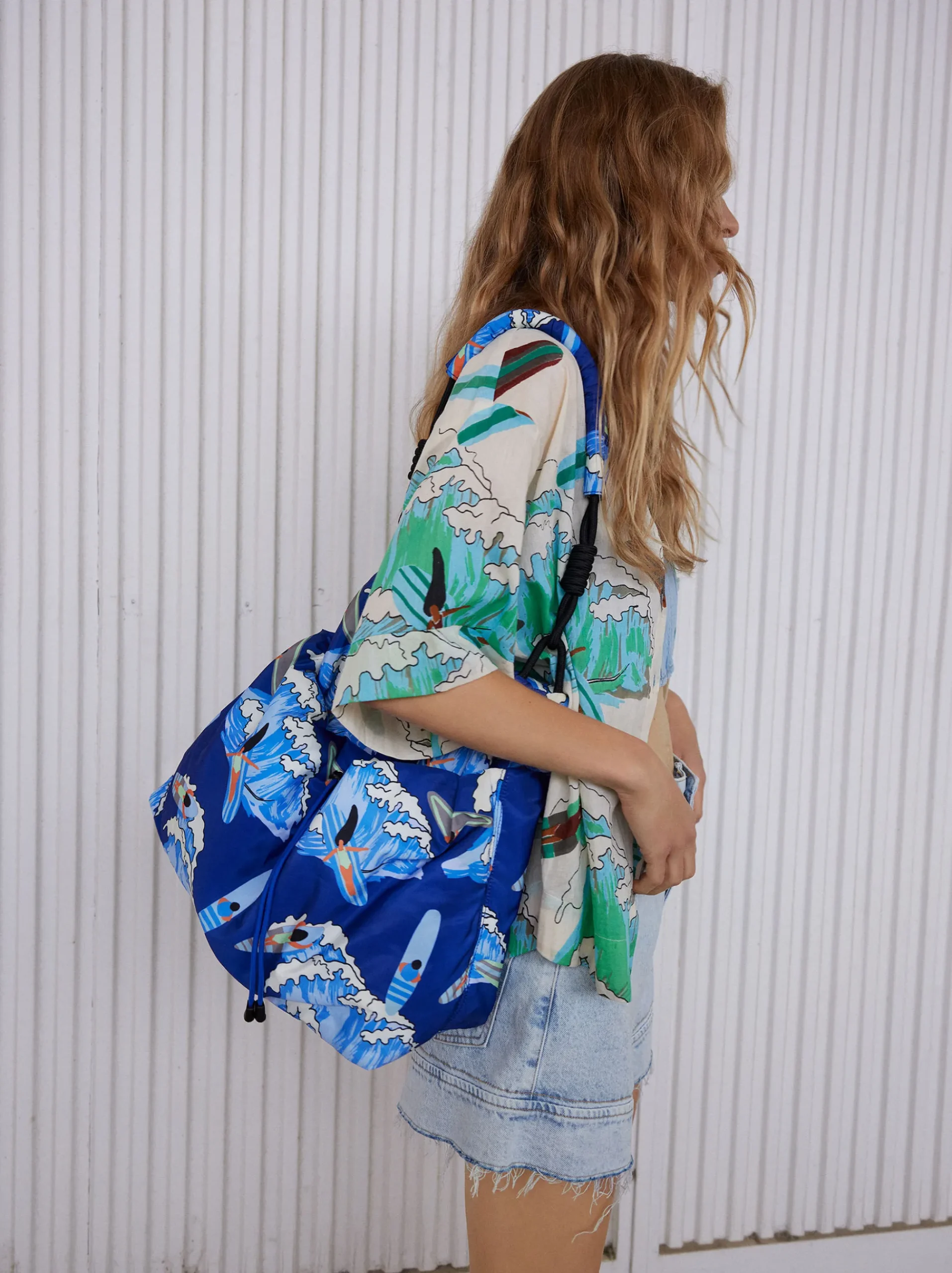 PARFOIS Basics|Umhängetaschen>Bedruckte Schultertasche Aus Nylon Marineblau