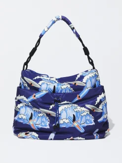 PARFOIS Basics|Umhängetaschen>Bedruckte Schultertasche Aus Nylon Marineblau
