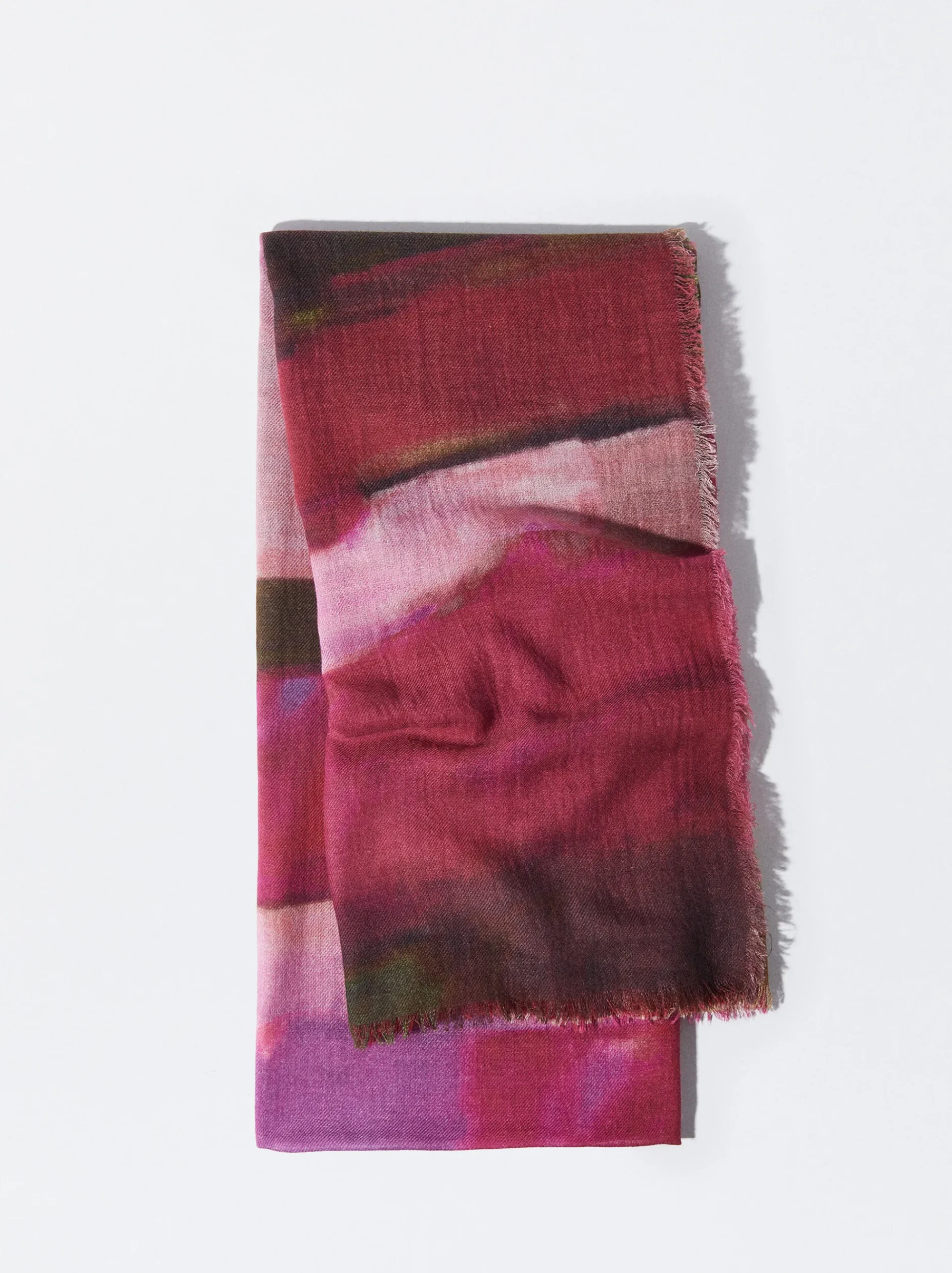 PARFOIS Printed>Bedruckter Wollschal Rosa
