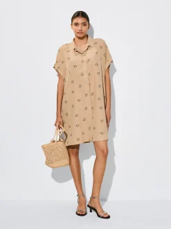 PARFOIS Schultertaschen>Bedrucktes Hemdkleid Beige