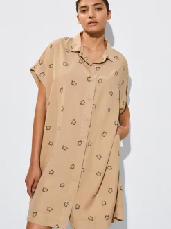 PARFOIS Schultertaschen>Bedrucktes Hemdkleid Beige