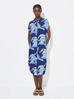 PARFOIS Schultertaschen|Umhängetaschen>Bedrucktes Hemdkleid Blau
