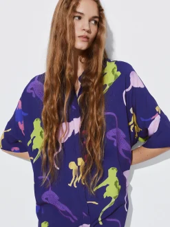 PARFOIS Schultertaschen>Bedrucktes Hemdkleid Mehrfarbig