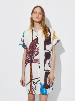 PARFOIS Schultertaschen>Bedrucktes Hemdkleid Mehrfarbig
