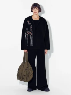 PARFOIS Kleider>Bestickte Strickjacke Schwarz