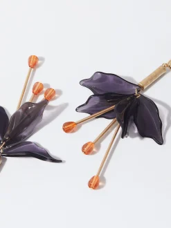 PARFOIS Lange Ohrringe>Blumenohrringe Mit Harz Violett