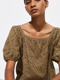 PARFOIS Schultertaschen>Bluse Mit Stickerei Braun