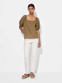 PARFOIS Schultertaschen>Bluse Mit Stickerei Braun
