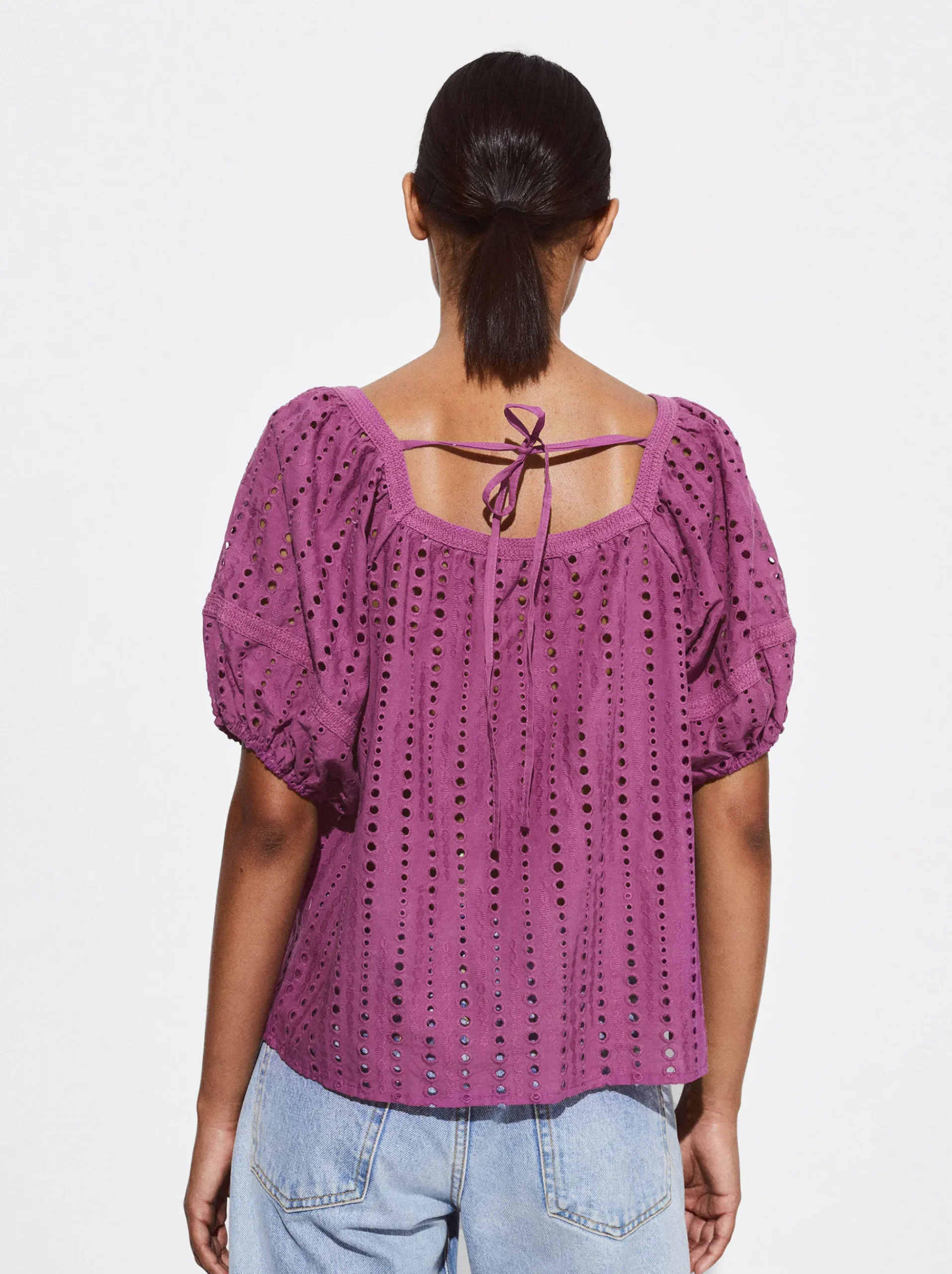PARFOIS Schultertaschen|Taschen aus Leder NEW>Bluse Mit Stickerei Violett