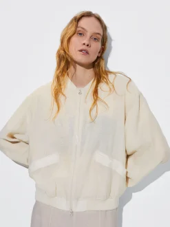 PARFOIS Basics|Strick>Bomberjacke Aus Lyocell Beige