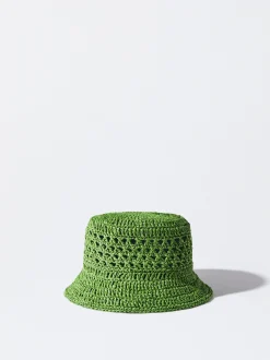 PARFOIS Geldbeutel>Bucket Hat Mit Raphia-Textur Gr&uuml;n