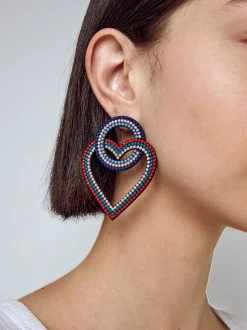 PARFOIS Lange Ohrringe>Bunte Herz-Ohrringe Mehrfarbig