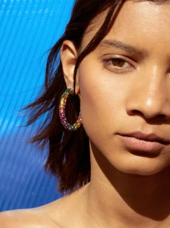 PARFOIS Lange Ohrringe|Trend Collection>Bunte Kreolen Mehrfarbig