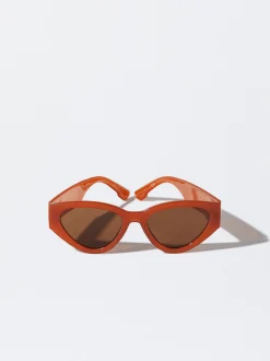 PARFOIS Kunststoff Sonnenbrille|Quadratische Sonnenbrille>Cat-Eye Sonnenbrille Kamel