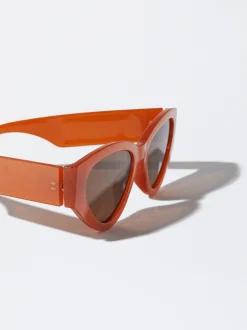 PARFOIS Kunststoff Sonnenbrille|Quadratische Sonnenbrille>Cat-Eye Sonnenbrille Kamel