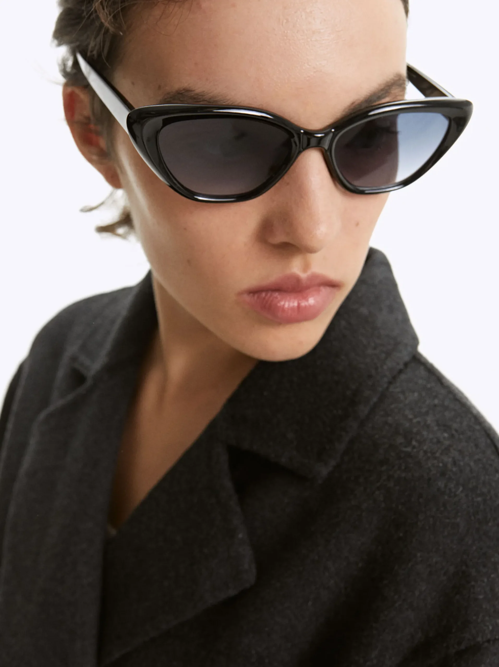 PARFOIS Klammer>Cat-Eye Sonnenbrille Schwarz