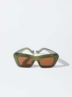 PARFOIS Klammer>Cat-Eye Sonnenbrille Gr&uuml;n