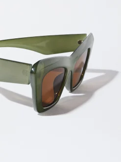 PARFOIS Klammer>Cat-Eye Sonnenbrille Gr&uuml;n