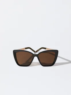 PARFOIS Kunststoff Sonnenbrille|Quadratische Sonnenbrille>Cat-Eye Sonnenbrille Khaki