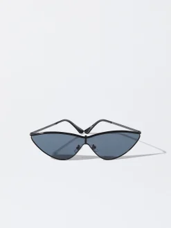 PARFOIS Printed>Cat-Eye Sonnenbrille Schwarz