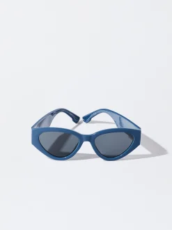 PARFOIS Kunststoff Sonnenbrille|Sechseckige Sonnenbrille>Cat-Eye Sonnenbrille Blau