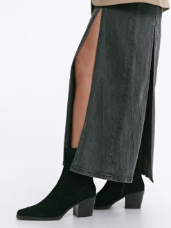 PARFOIS Lange Ohrringe>Cowboy-Lederstiefeletten Mit Absatz Schwarz