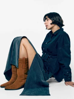 PARFOIS Lange Ohrringe|Mittlere Ohrringe>Cowboy-Stiefelette Aus Leder Braun