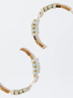 PARFOIS Armbänder>Creolen Aus Stahl Mit Perle Gr&uuml;n