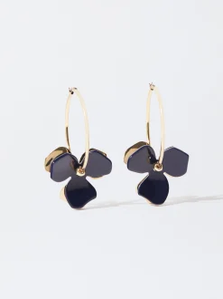 PARFOIS Lange Ohrringe|Trend Collection>Creolen Mit Blume Blau
