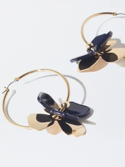 PARFOIS Lange Ohrringe|Trend Collection>Creolen Mit Blume Blau