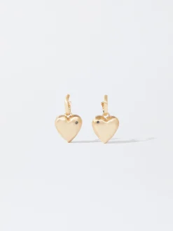 PARFOIS Lange Ohrringe|Mittlere Ohrringe>Creolen Mit Herz Und Zirkonia Golden