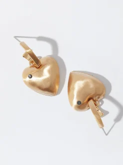 PARFOIS Lange Ohrringe|Mittlere Ohrringe>Creolen Mit Herz Und Zirkonia Golden